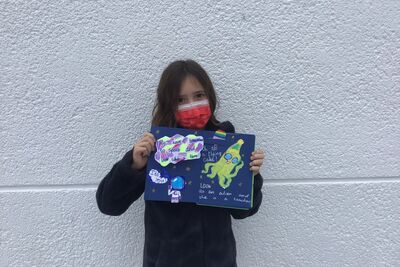 Marina J5 with her pop up book